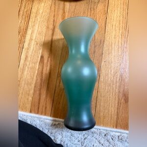 Elegant Green Glass Vase 9" tall frosted green vase